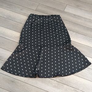 LOFT Black Midi Skirt with White Diamond Pattern